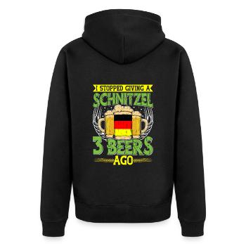 Deutschland Bierfan Stopped Giving a Schnitzel - Unisex Premium Bio Zip Hoodie - Schwarz - Hinten - Nico (187cm)