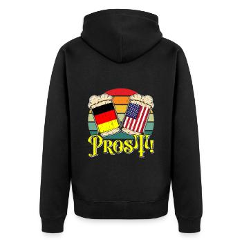 Prost! Deutschland Bierkrug USA - Unisex Premium Bio Zip Hoodie - Schwarz - Hinten - Nico (187cm)