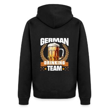 German Drinking Team Boarisches Bier München - Unisex Premium Bio Zip Hoodie - Schwarz - Hinten - Nico (187cm)