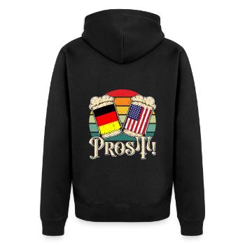 Prost! Deutschland Bierkrug USA - Unisex Premium Bio Zip Hoodie - Schwarz - Hinten - Nico (187cm)