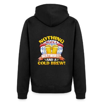 Bierfan Nichts geht über Bratwurst und kühles Bier - Unisex Premium Bio Zip Hoodie - Schwarz - Hinten - Nico (187cm)