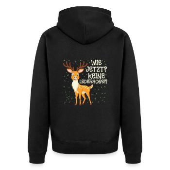 Bayern Tracht Wie Jetzt? Keine Lederhosen? - Unisex Premium Bio Zip Hoodie - Schwarz - Hinten - Nico (187cm)