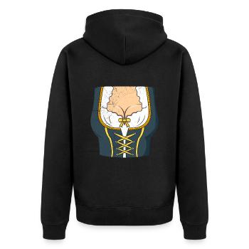 Dirndl Bayerisch Trachten Shirt - Unisex Premium Bio Zip Hoodie - Schwarz - Hinten - Nico (187cm)
