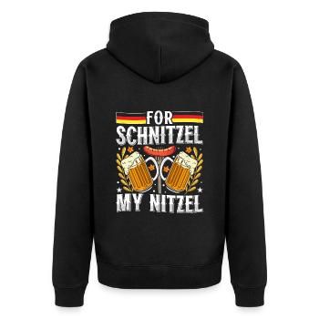 Deutsches Essen For Schnitzel my Nitzel Bierfan - Unisex Premium Bio Zip Hoodie - Schwarz - Hinten - Nico (187cm)