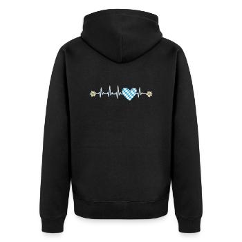 Freistaat Bayern Herzklopfen Bayerische Fahne - Unisex Premium Bio Zip Hoodie - Schwarz - Hinten - Nico (187cm)
