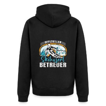 Offizieller Skihaserl Betreuer Skihasen Pisten - Unisex Premium Bio Zip Hoodie - Schwarz - Hinten - Nico (187cm)