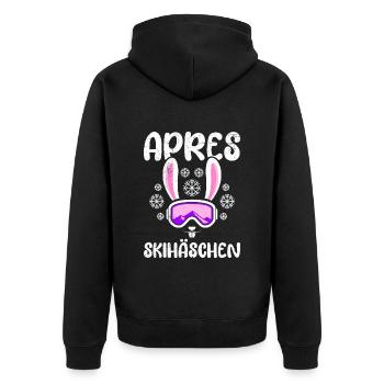 Apres Skihäschen Skihasen Skifahren Frauen - Unisex Premium Bio Zip Hoodie - Schwarz - Hinten - Nico (187cm)