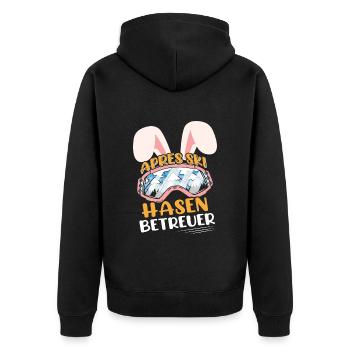 Apres-Ski Hasen Betreuer Skihaserl Skihase - Unisex Premium Bio Zip Hoodie - Schwarz - Hinten - Nico (187cm)