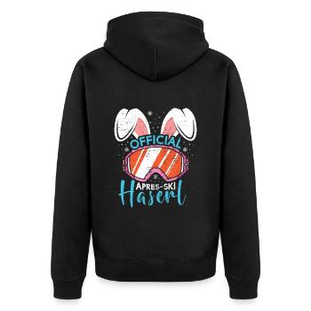 Official Apres-Ski Haserl Skihasen Skifahren - Unisex Premium Bio Zip Hoodie - Schwarz - Hinten - Nico (187cm)