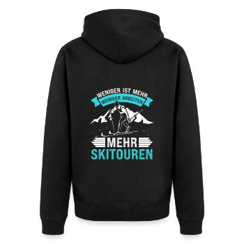 Ski Tour Weniger Arbeiten Mehr Skitouren - Unisex Premium Bio Zip Hoodie - Schwarz - Hinten - Nico (187cm)