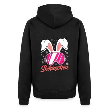 Skihäschen rosa Skibrille Apres-Ski Party - Unisex Premium Bio Zip Hoodie - Schwarz - Hinten - Nico (187cm)