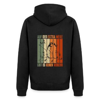 Skilanglauf Auf der Extra Meile Kein Verkehr - Unisex Premium Bio Zip Hoodie - Schwarz - Hinten - Nico (187cm)