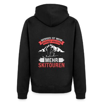 Ski Tour Weniger Arbeiten Mehr Skitouren - Unisex Premium Bio Zip Hoodie - Schwarz - Hinten - Nico (187cm)