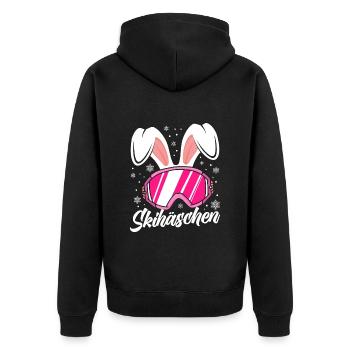 Skihäschen rosa Skibrille Apres-Ski Party - Unisex Premium Bio Zip Hoodie - Schwarz - Hinten - Nico (187cm)