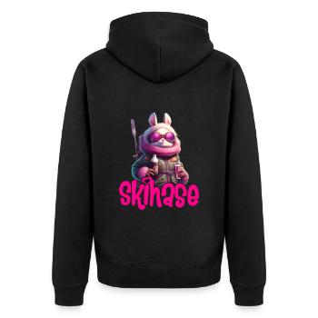Skihase Cool Skifahren Frauen Apres Party - Unisex Premium Bio Zip Hoodie - Schwarz - Hinten - Nico (187cm)