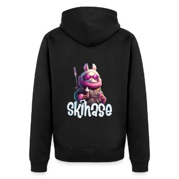 Skihase Cool Skifahren Frauen Apres Party - Unisex Premium Bio Zip Hoodie - Schwarz - Hinten - Nico (187cm)