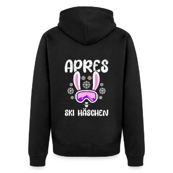 Apres Skihäschen Skihasen Skifahren Frauen - Unisex Premium Bio Zip Hoodie - Schwarz - Hinten - Nico (187cm)