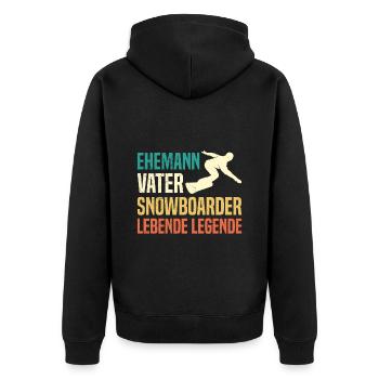 Ehemann Vater Snowboarder Lebende Legende - Unisex Premium Bio Zip Hoodie - Schwarz - Hinten - Nico (187cm)