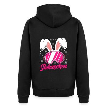 Skihäschen rosa Skibrille Apres-Ski Party - Unisex Premium Bio Zip Hoodie - Schwarz - Hinten - Nico (187cm)