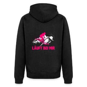 Skifahrer Läuft bei Mir Wintersportler Skifahren - Unisex Premium Bio Zip Hoodie - Schwarz - Hinten - Nico (187cm)