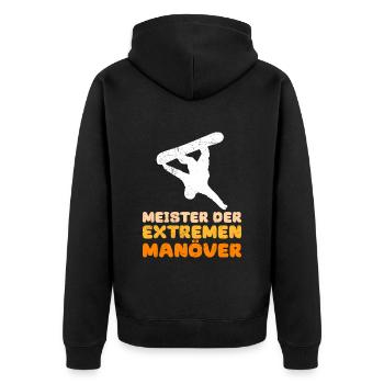 Snowboarder Freestyle Meister der Extremen Manöver - Unisex Premium Bio Zip Hoodie - Schwarz - Hinten - Nico (187cm)