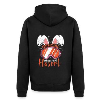 Official Apres-Ski Haserl Skihasen Skifahren - Unisex Premium Bio Zip Hoodie - Schwarz - Hinten - Nico (187cm)
