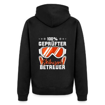 Winter Sport 100 % Geprüfter Skihaserl Betreuer - Unisex Premium Bio Zip Hoodie - Schwarz - Hinten - Nico (187cm)
