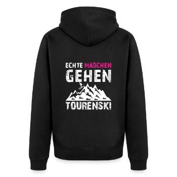 Skibergsteiger Echte Mädchen Gehen Tourenski - Unisex Premium Bio Zip Hoodie - Schwarz - Hinten - Nico (187cm)