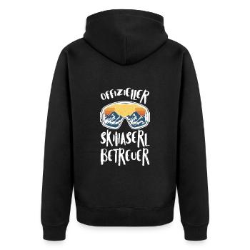 Offizieller Skihaserl Betreuer Skihasen Skipiste - Unisex Premium Bio Zip Hoodie - Schwarz - Hinten - Nico (187cm)