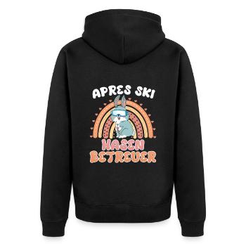 Apres Ski Hasen Betreuer Skihasen Shirt Frauen - Unisex Premium Bio Zip Hoodie - Schwarz - Hinten - Nico (187cm)