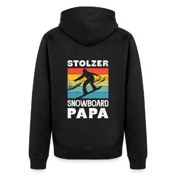 Snowboarder Stolzer Snowboard Papa Snowboarden - Unisex Premium Bio Zip Hoodie - Schwarz - Hinten - Nico (187cm)