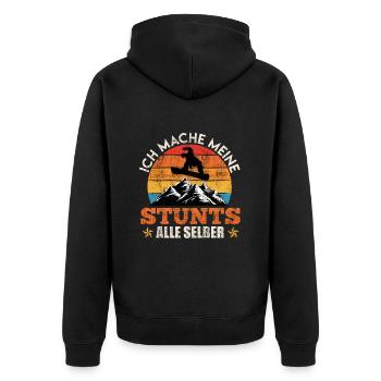 Snowboard Freestyle Mache Meine Stunts Selber - Unisex Premium Bio Zip Hoodie - Schwarz - Hinten - Nico (187cm)