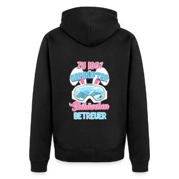 Skihaserl 100 % Skihäschen Betreuer Apres Party - Unisex Premium Bio Zip Hoodie - Schwarz - Hinten - Nico (187cm)