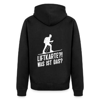 Ski Touring Liftkarte? Was ist das? Tourenski - Unisex Premium Bio Zip Hoodie - Schwarz - Hinten - Nico (187cm)