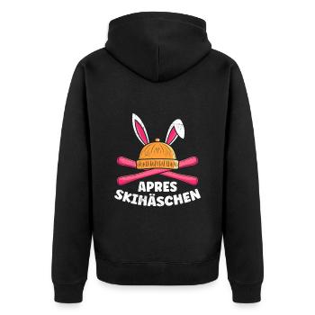 Apres Skihäschen Skihasen Skifahren Frauen - Unisex Premium Bio Zip Hoodie - Schwarz - Hinten - Nico (187cm)