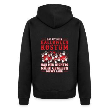 Horror Shirt Das ist mein Halloween Kostüm - Unisex Premium Bio Zip Hoodie - Schwarz - Hinten - Nico (187cm)