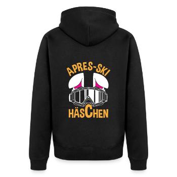 Apres-Ski Häschen Apres-Ski Bunny Apres-Ski Haserl - Unisex Premium Bio Zip Hoodie - Schwarz - Hinten - Nico (187cm)