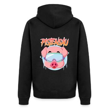 Pistensau Apres Ski Party Skipiste Skifahrer - Unisex Premium Bio Zip Hoodie - Schwarz - Hinten - Nico (187cm)