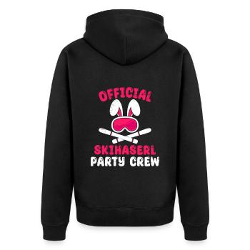 Official Skihaserl Party Crew Skihasen Apres Ski - Unisex Premium Bio Zip Hoodie - Schwarz - Hinten - Nico (187cm)