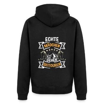 Skisport Frauen Echte Mädchen Gehen Skitouren - Unisex Premium Bio Zip Hoodie - Schwarz - Hinten - Nico (187cm)
