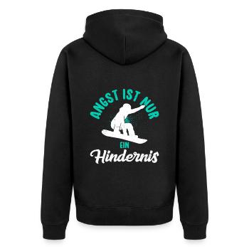 Snowboard Freestyler Angst ist nur ein Hindernis - Unisex Premium Bio Zip Hoodie - Schwarz - Hinten - Nico (187cm)