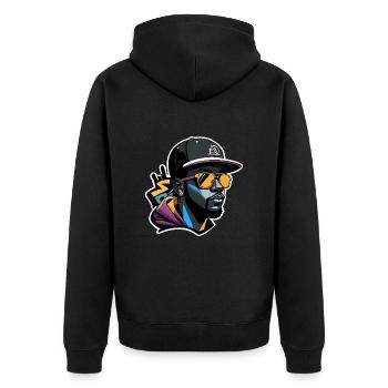 Urbaner Typ - Unisex Premium Bio Zip Hoodie - Schwarz - Hinten - Nico (187cm)