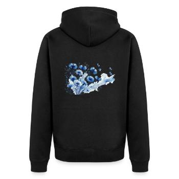Cornflower in dreamlike design – nature's elegance - Unisex Premium Organic Zip Hoodie - black - Back - Nico (187cm)