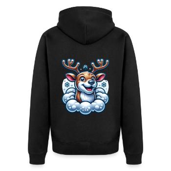 Reindeer Snow - Unisex Premium Organic Zip Hoodie - black - Back - Nico (187cm)