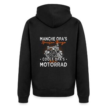 Biker Opa - Motorradfahrer - Motorrad - Unisex Premium Bio Zip Hoodie - Schwarz - Hinten - Nico (187cm)