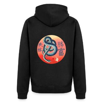 Schlange_Beutejagd - Unisex Premium Organic Zip Hoodie - black - Back - Nico (187cm)