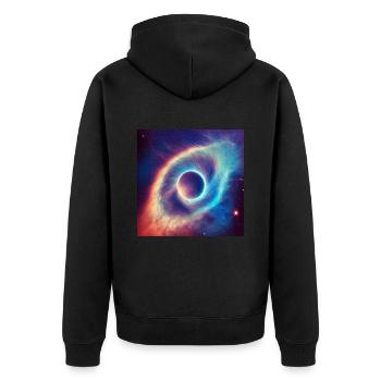 Das Auge am Himmel - Unisex Premium Bio Zip Hoodie - Schwarz - Hinten - Nico (187cm)