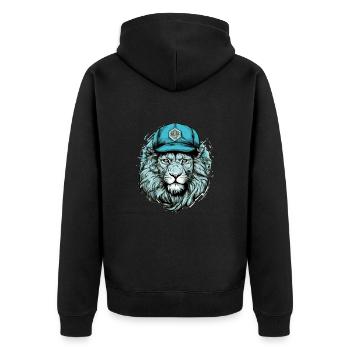 Goudo the blue lion - Unisex Premium Organic Zip Hoodie - black - Back - Nico (187cm)