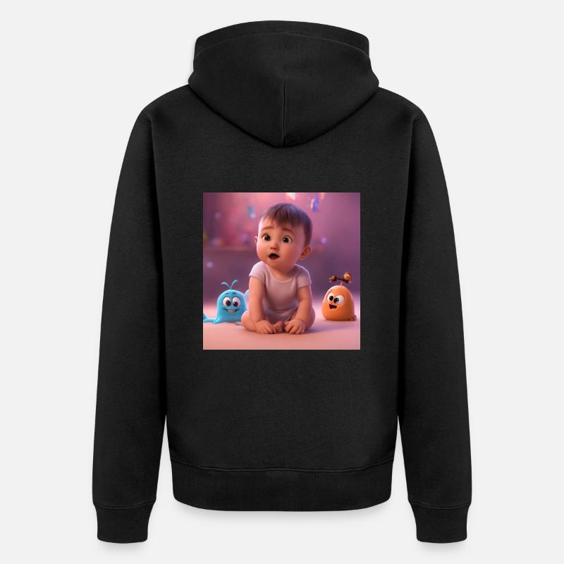 bébé mignon avec des créatures - Veste à capuche bio Premium Unisexe - noir