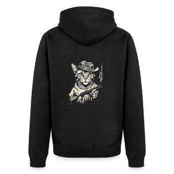 Jagd - Unisex Premium Bio Zip Hoodie - Schwarz - Hinten - Nico (187cm)